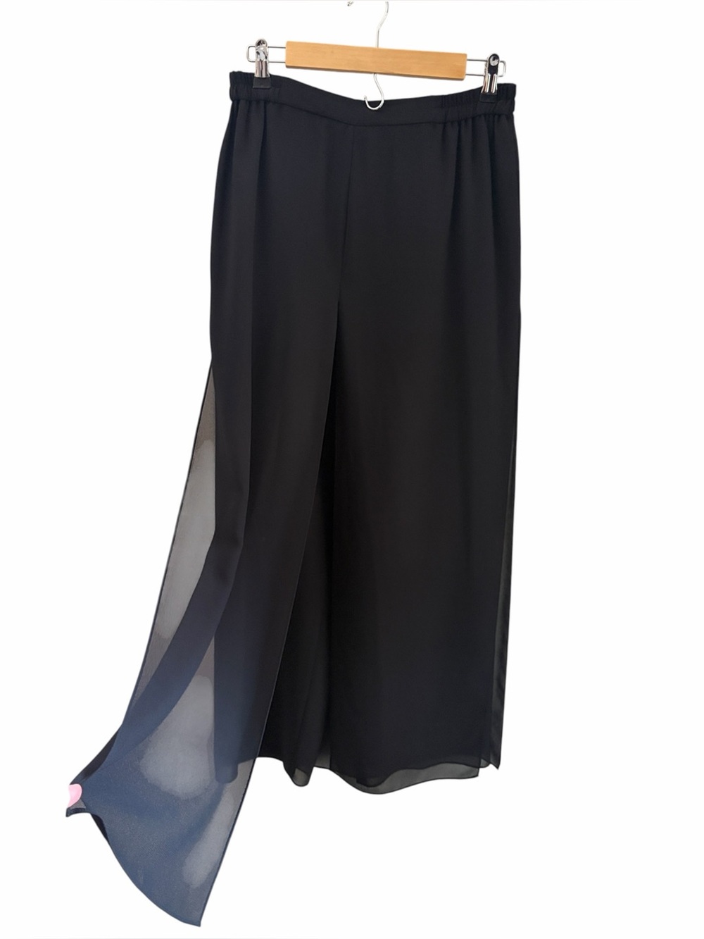 VTG 90’s R&M Richard’s Flowy Black Sheer Overlay Wide-Leg Pants Office Chic 10